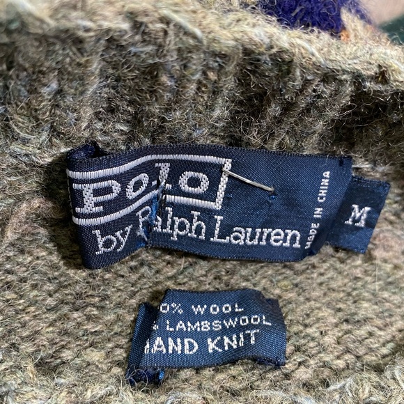 POLO Ralph Lauren All Over Ski Vintage 100% Wool Hand Knit Men’s Sweater - Picture 5 of 5